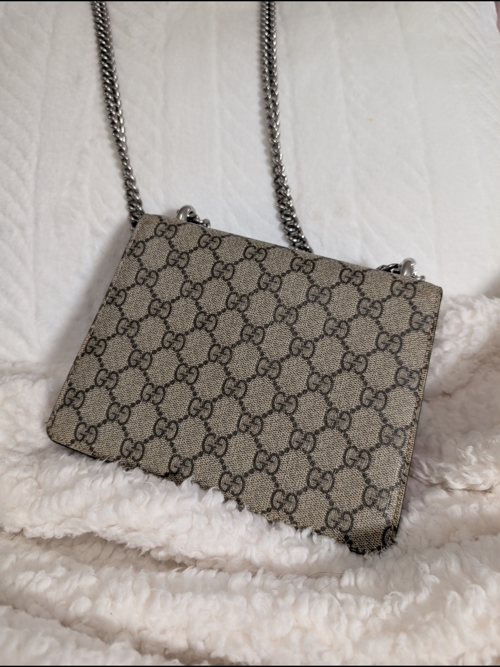 Gucci Small Dionysus GG Supreme Canvas Shoulder Bag in Beige/Red - Picture 16 of 17